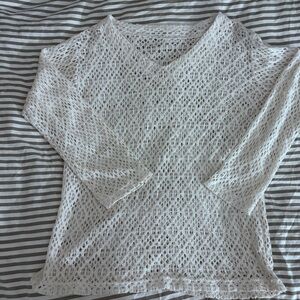 Chic White Crochet Women's Blouse